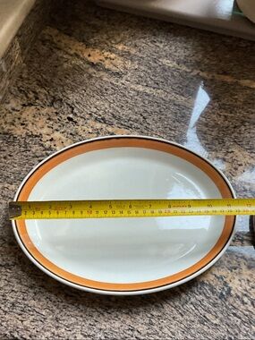 Johnson Brothers Bamboo. White Platter with Orange Rim